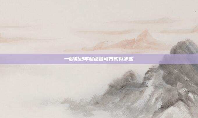 一般机动车超速查询方式有哪些