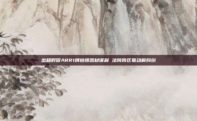 出租假冒ARRI牌拍摄器材谋利 法院跨区联动解纠纷